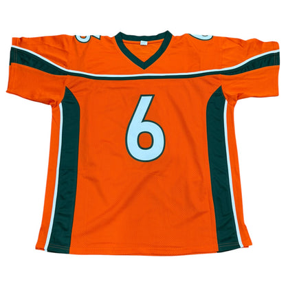 Antrel Rolle Autographed Miami Hurricanes (Orange #6) Custom Stitched Jersey - JSA