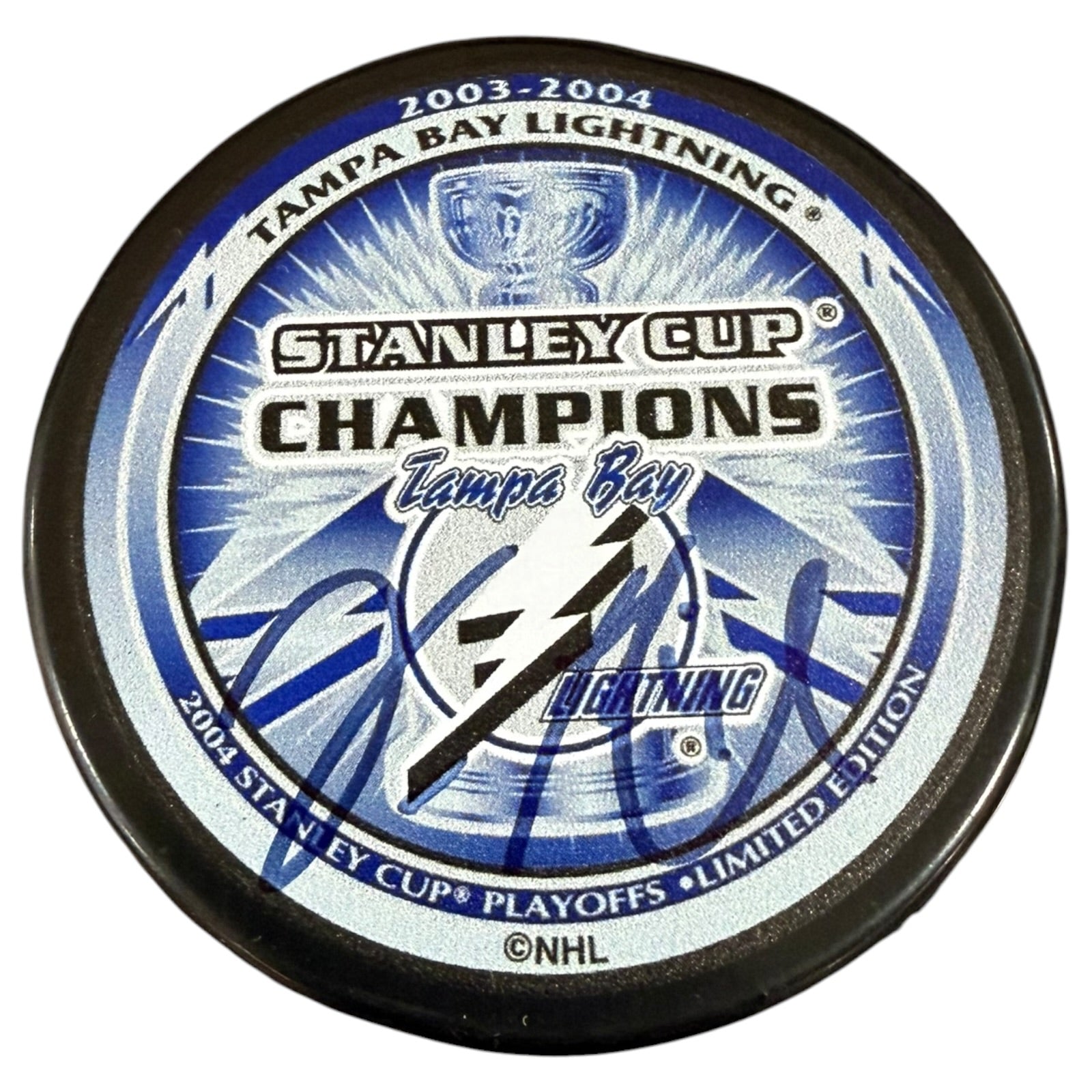 Vincent Lecavalier Autographed Tampa Bay Lightning Hockey Puck