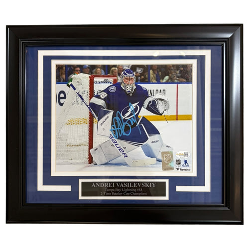 Andrei Vasilevskiy Autographed Tampa Bay Lightning (Horiz Action) Deluxe Framed 8x10 Photo - JSA