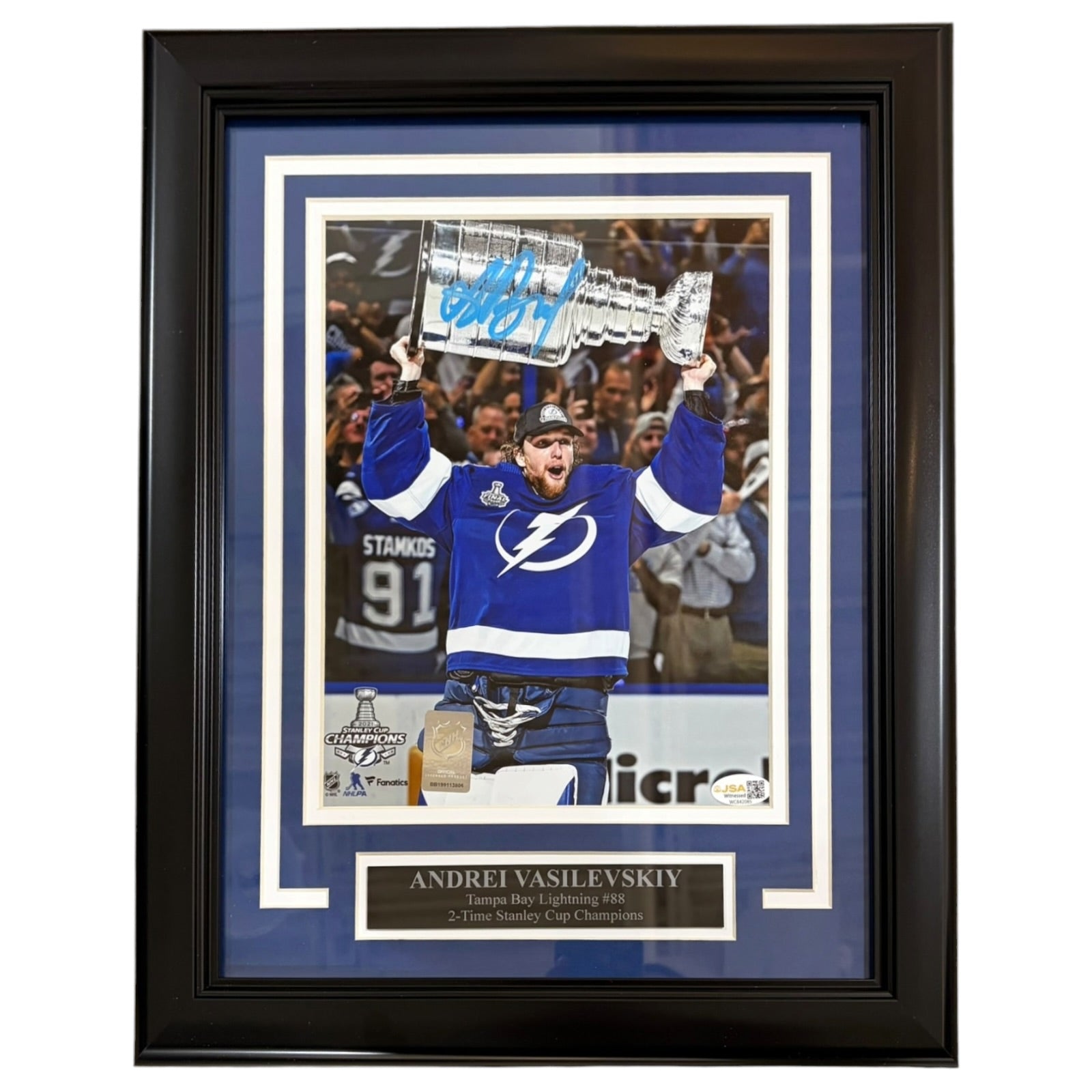 Andrei Vasilevskiy Autographed Tampa Bay Lightning (Stanley Cup Trophy) Framed 8x10 Photo - JSA