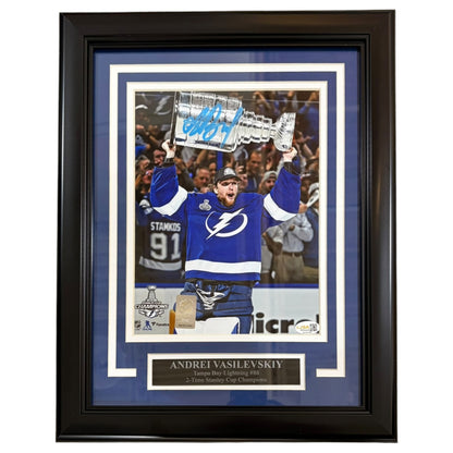 Andrei Vasilevskiy Autographed Tampa Bay Lightning (Stanley Cup Trophy) Framed 8x10 Photo - JSA