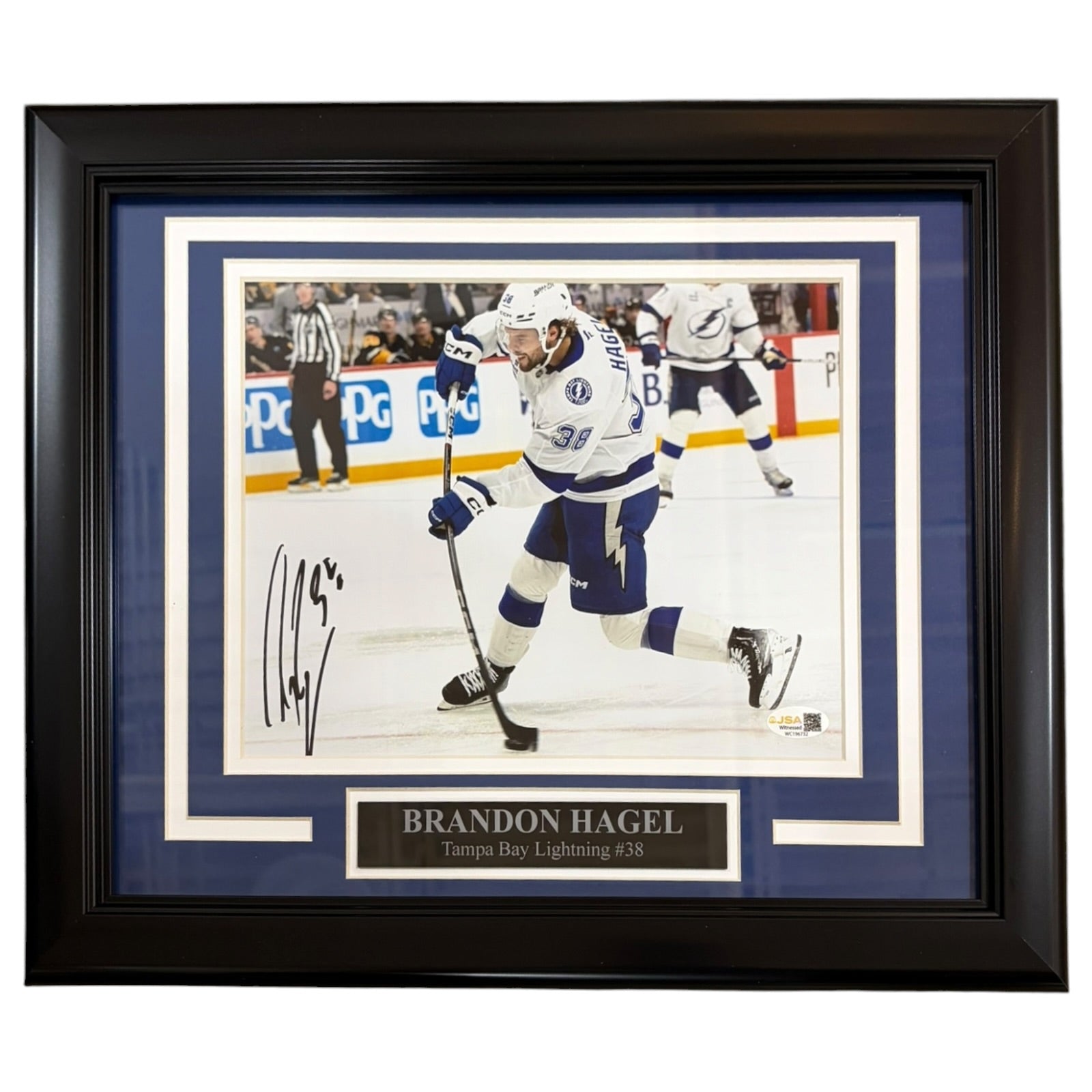 Brandon Hagel Autographed Tampa Bay Lightning (White Jersey) Deluxe Framed 8x10 Photo - JSA
