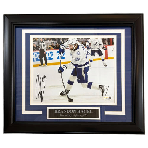 Brandon Hagel Autographed Tampa Bay Lightning (White Jersey) Deluxe Framed 8x10 Photo - JSA