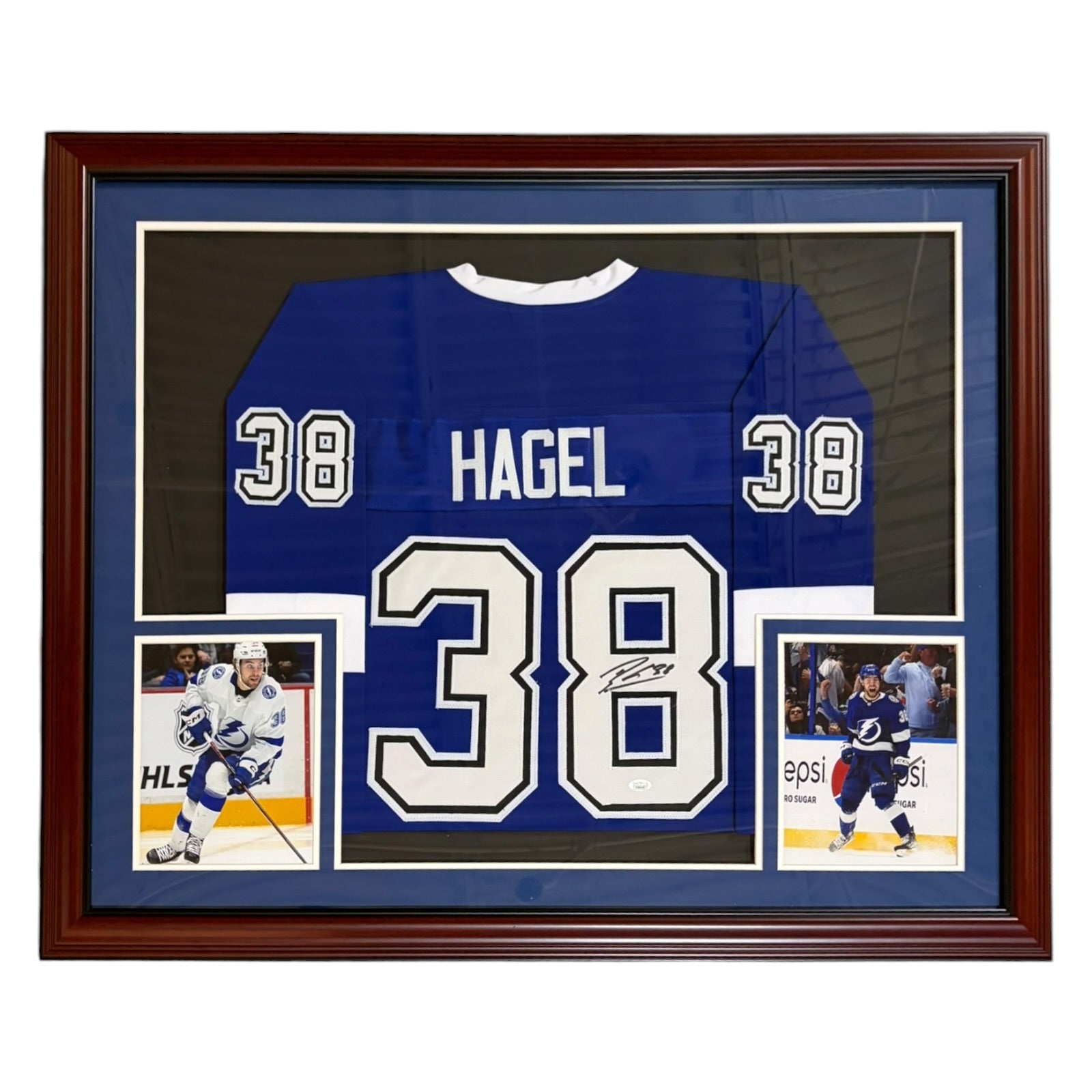 Brandon Hagel Autographed Tampa Bay Lightning (Blue #38) Deluxe Framed Jersey - JSA