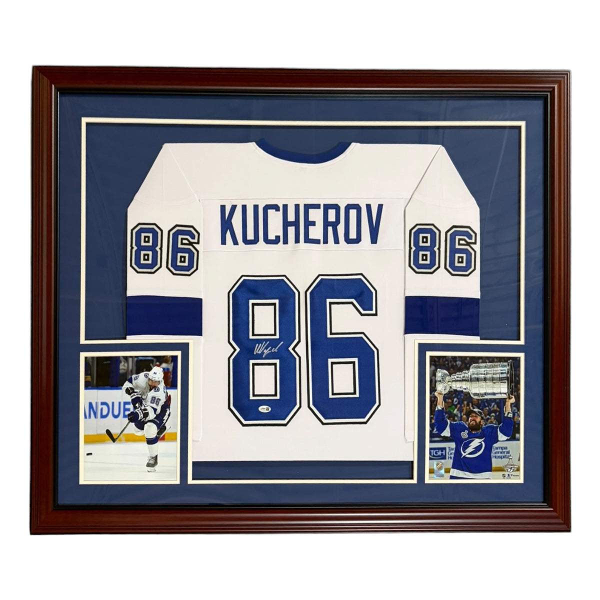 Nikita Kucherov Autographed Tampa Bay (White #86) Deluxe Framed Jersey - JSA