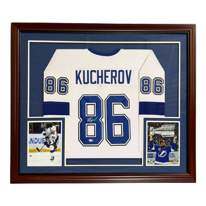 Nikita Kucherov Autographed Tampa Bay (White #86) Deluxe Framed Jersey - JSA