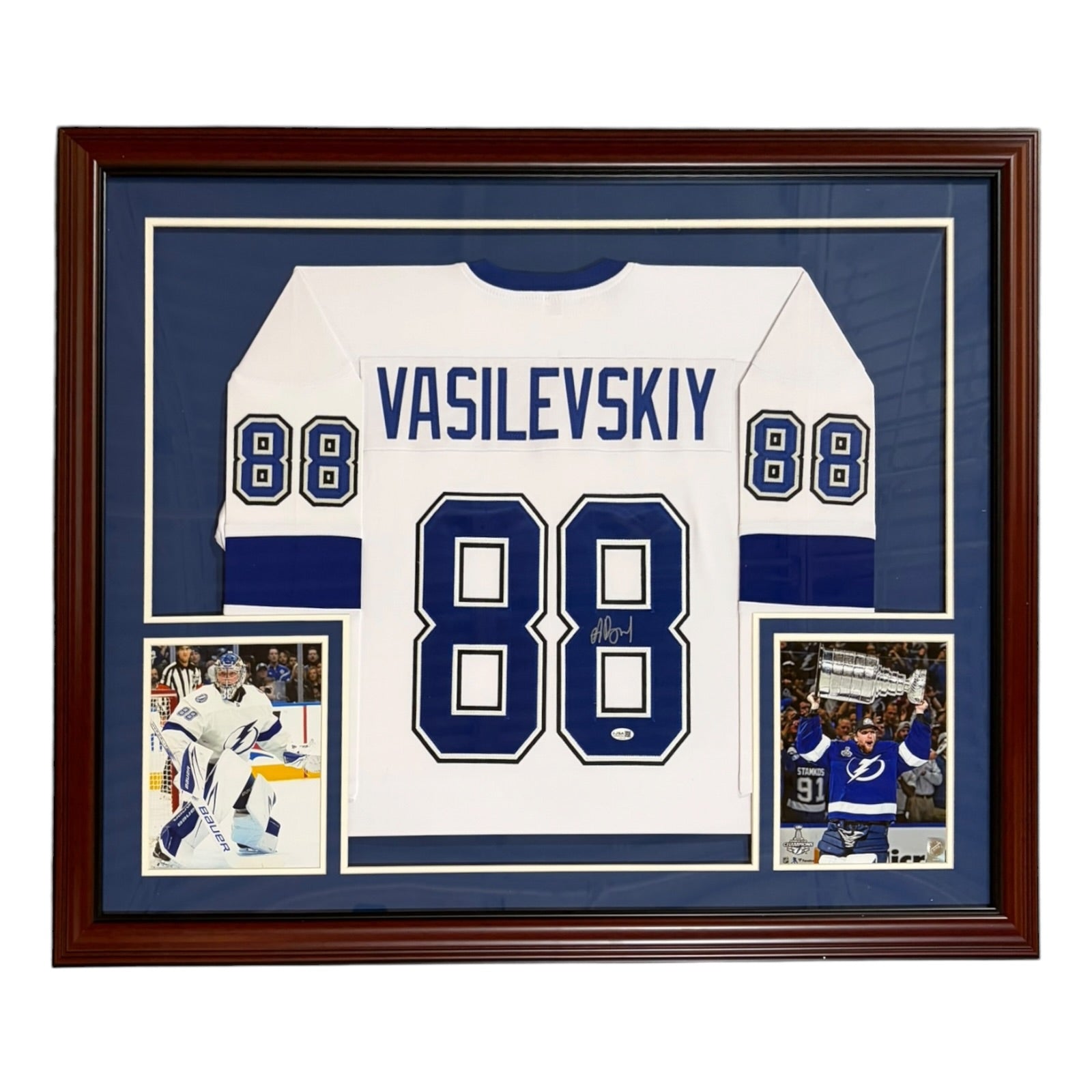 Andrei Vasilevskiy Autographed Tampa Bay Lightning (White #88) Deluxe Framed Jersey - JSA