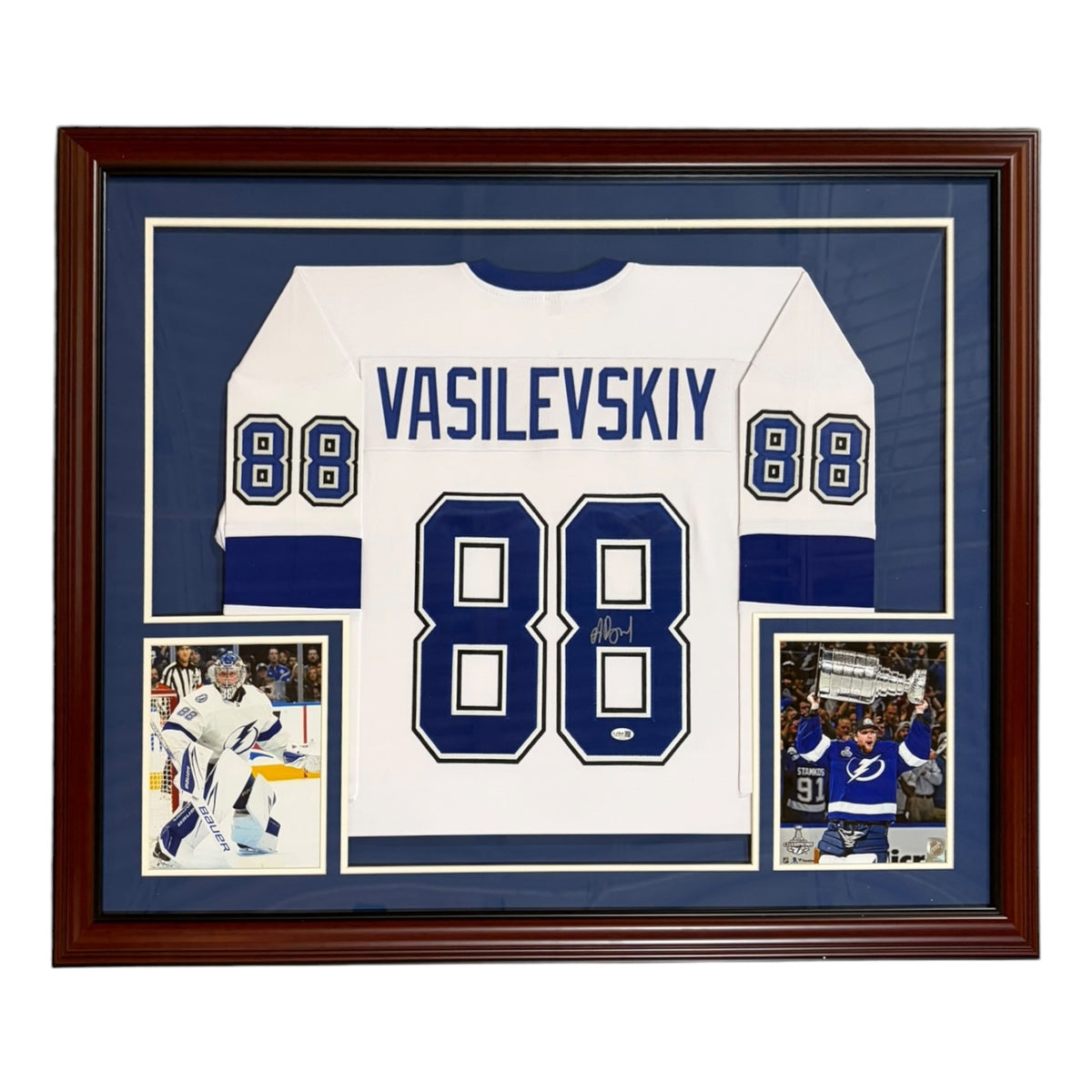 Andrei Vasilevskiy Autographed Tampa Bay Lightning (White #88) Deluxe Framed Jersey - JSA