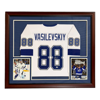 Andrei Vasilevskiy Autographed Tampa Bay Lightning (White #88) Deluxe Framed Jersey - JSA