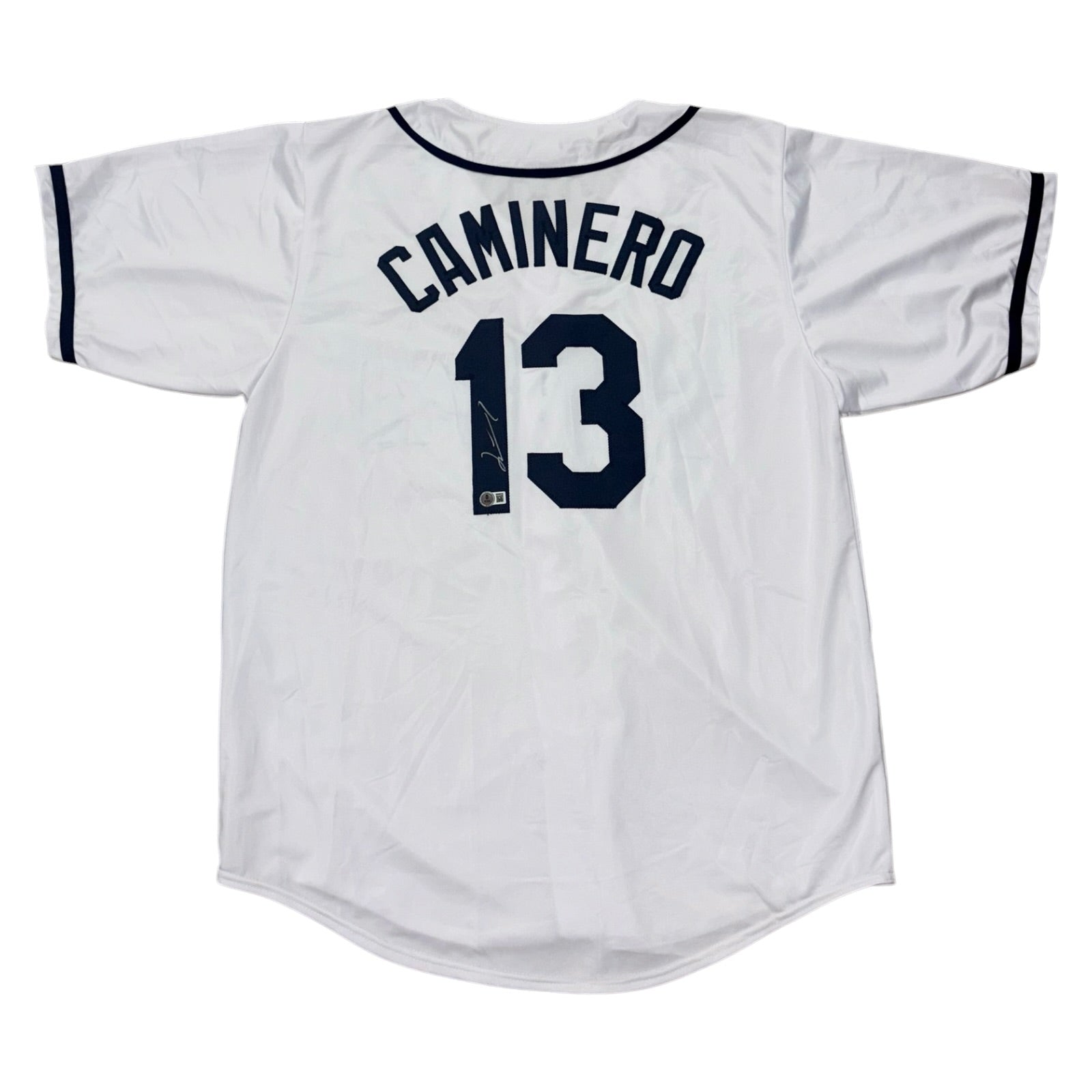 Junior Caminero Autographed Tampa Bay (White #13) Custom Jersey - Beckett