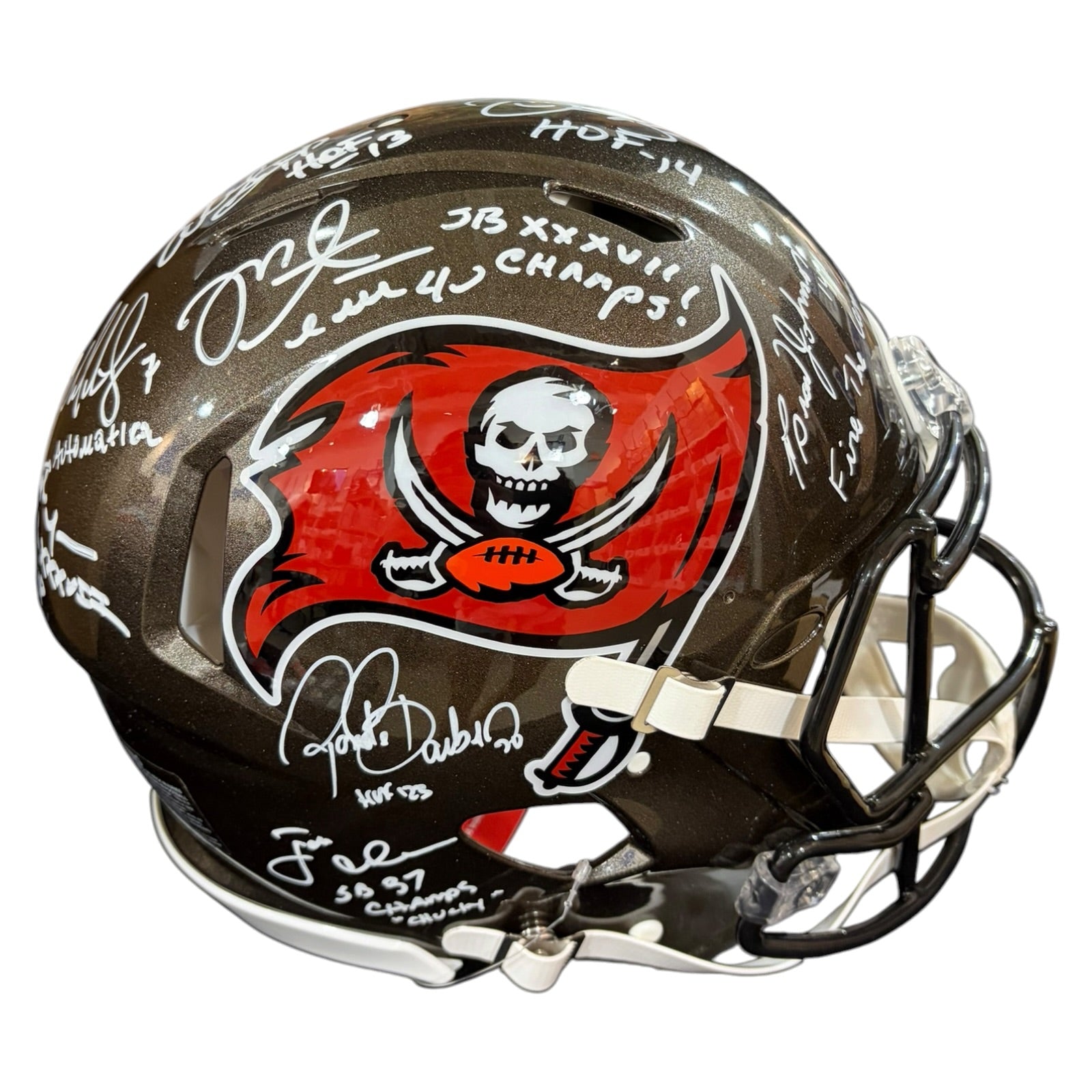 Tampa Bay Buccaneers Super Bowl XXXVII Champs Team Autographed Authentic Proline Helmet - 8 Autographs