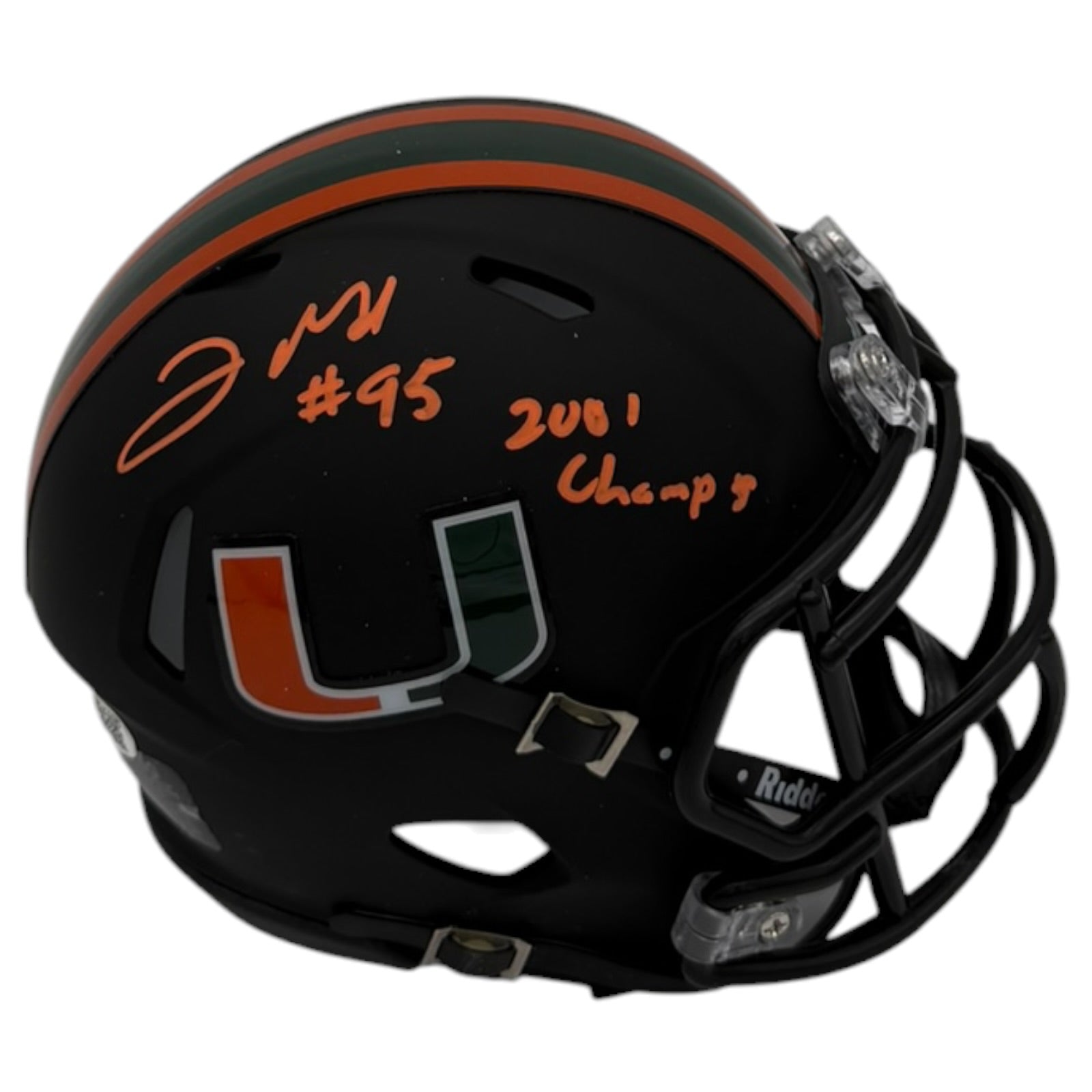 Jerome McDougle Autographed Miami Hurricanes (Black Nights Matte) Mini Helmet - JSA