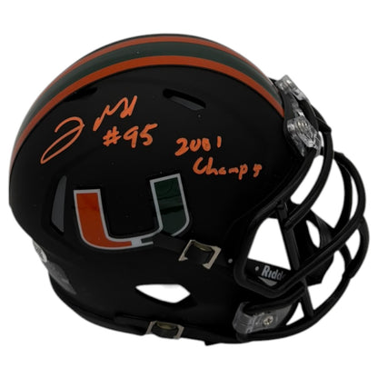 Jerome McDougle Autographed Miami Hurricanes (Black Nights Matte) Mini Helmet - JSA