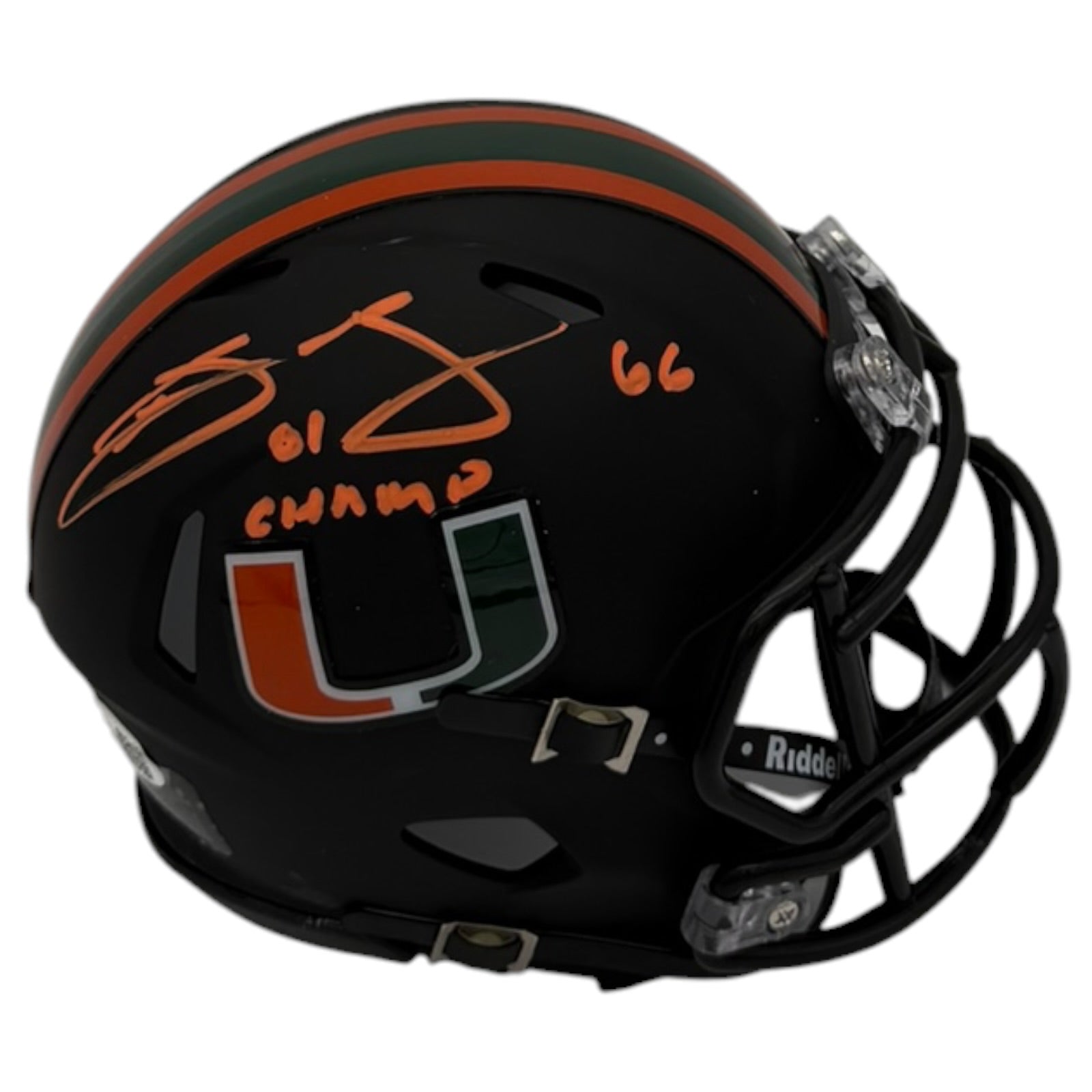 Brett Romberg Autographed Miami Hurricanes (Black Nights Matte) Mini Helmet - JSA