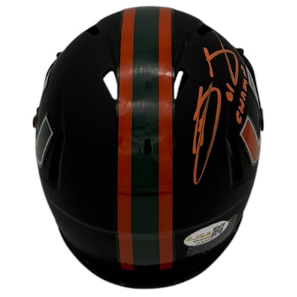 Brett Romberg Autographed Miami Hurricanes (Black Nights Matte) Mini Helmet - JSA