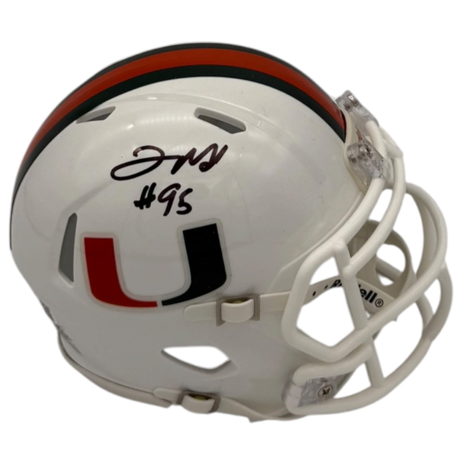 Jerome McDougle Autographed Miami Hurricanes (Speed) Mini Helmet - JSA