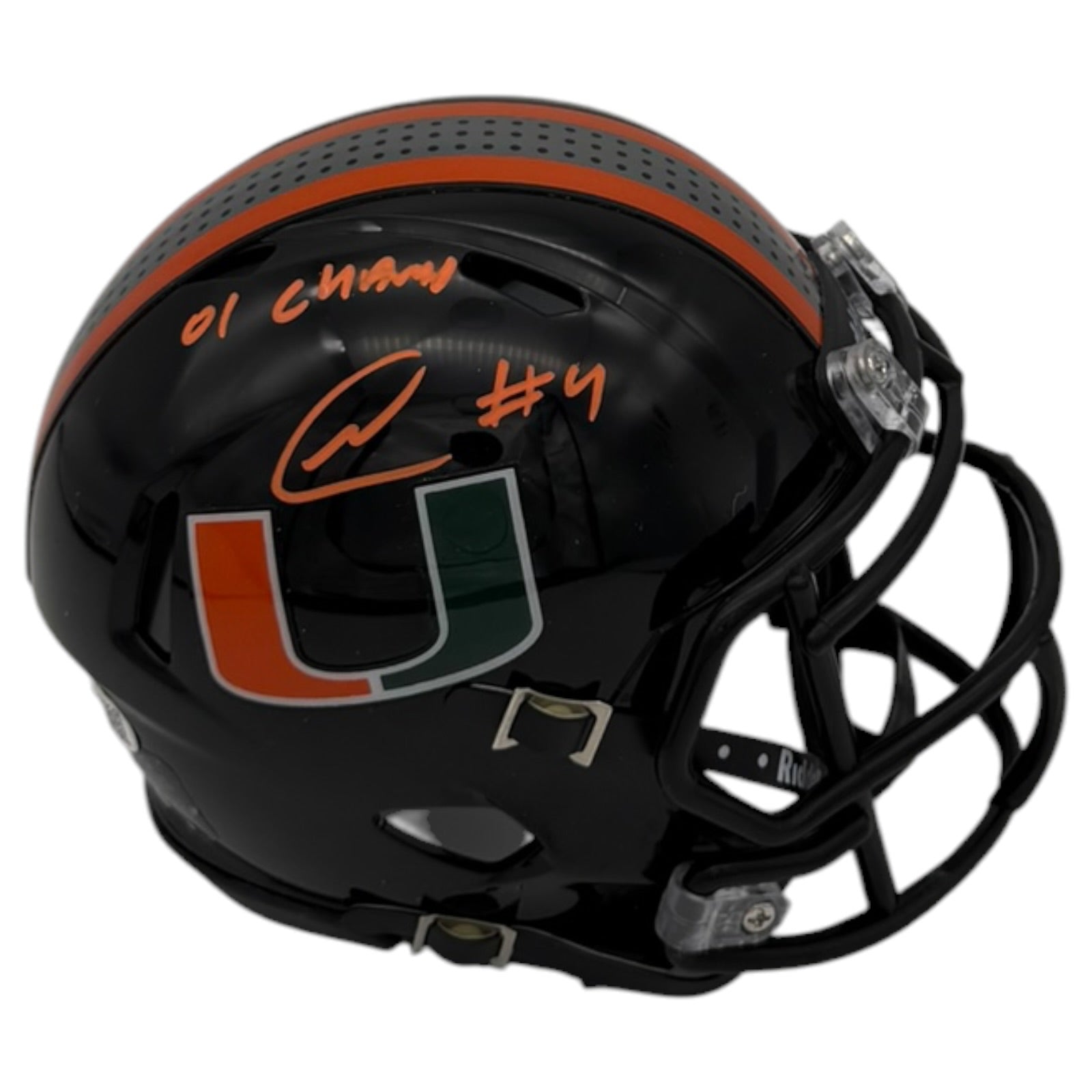 Najeh Davenport Autographed Miami Hurricanes (Black Nights Gloss) Mini Helmet - JSA