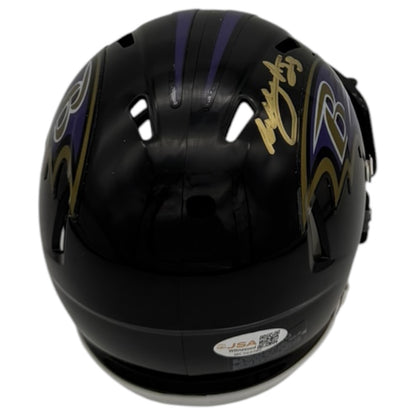 Willis McGahee Autographed Baltimore Ravens (Speed) Mini Helmet - JSA
