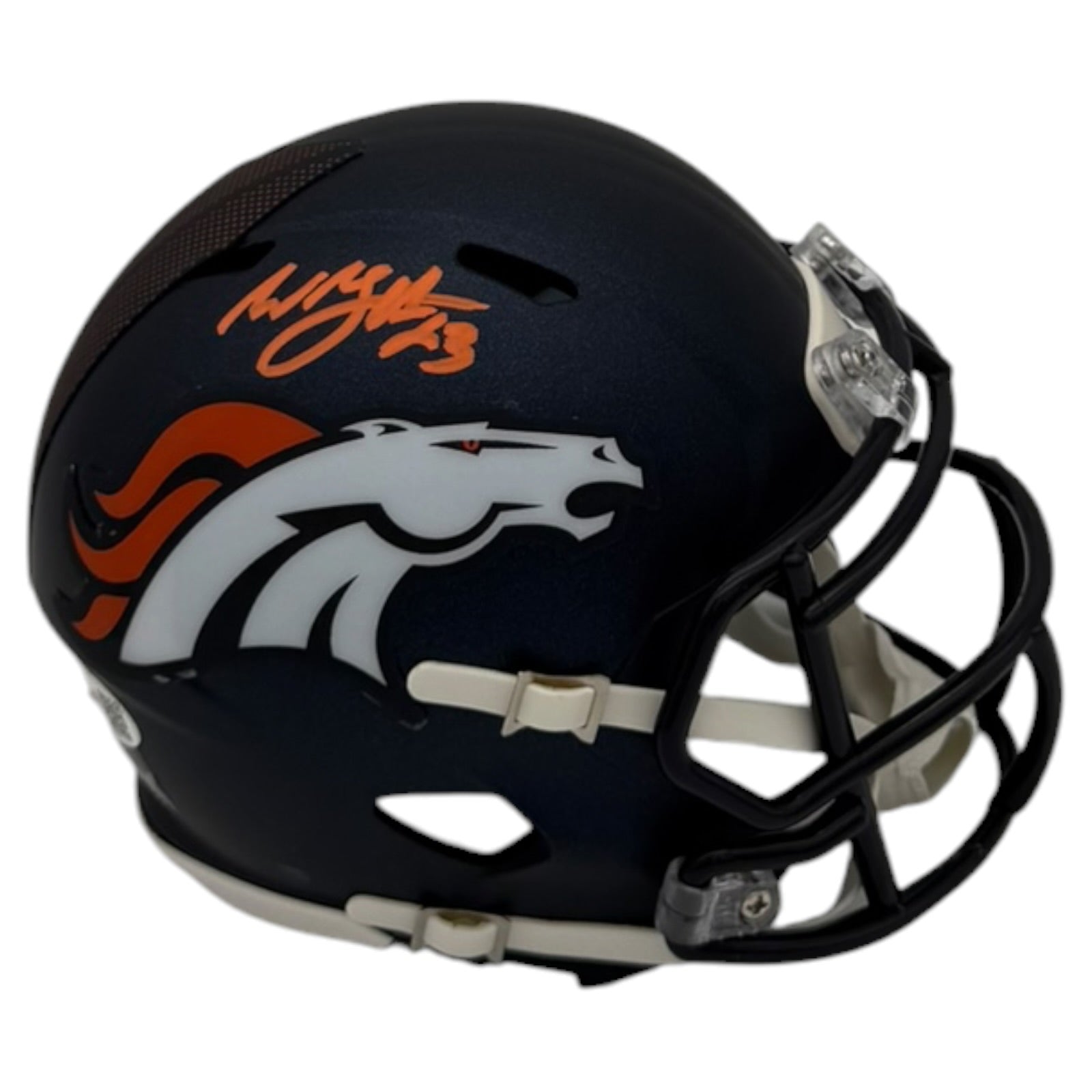 Willis McGahee Autographed Denver Broncos (Speed) Mini Helmet - JSA