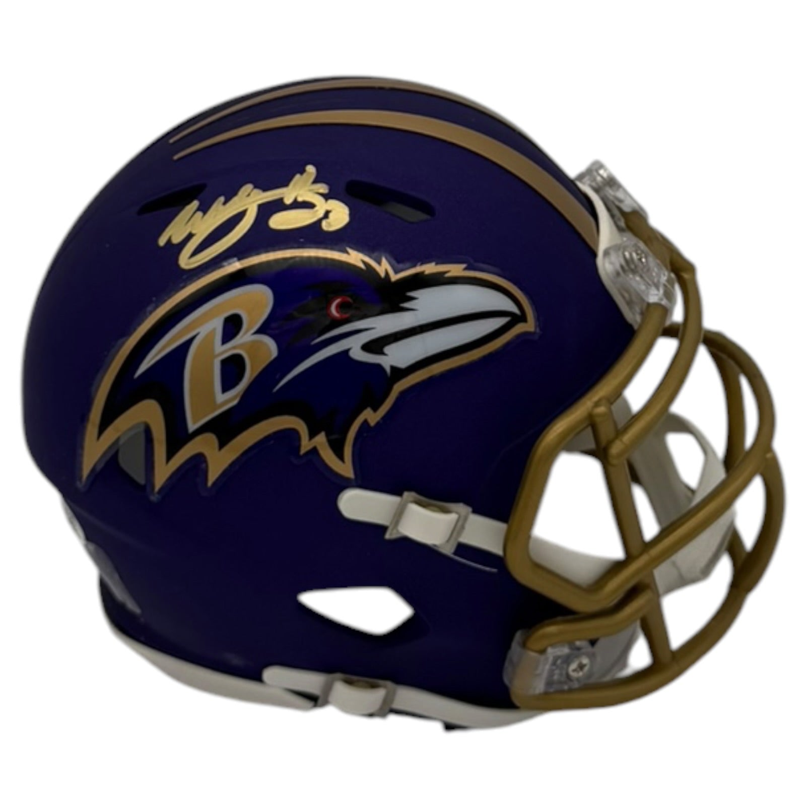 Willis McGahee Autographed Baltimore Ravens (Purple Rising) Mini Helmet - JSA