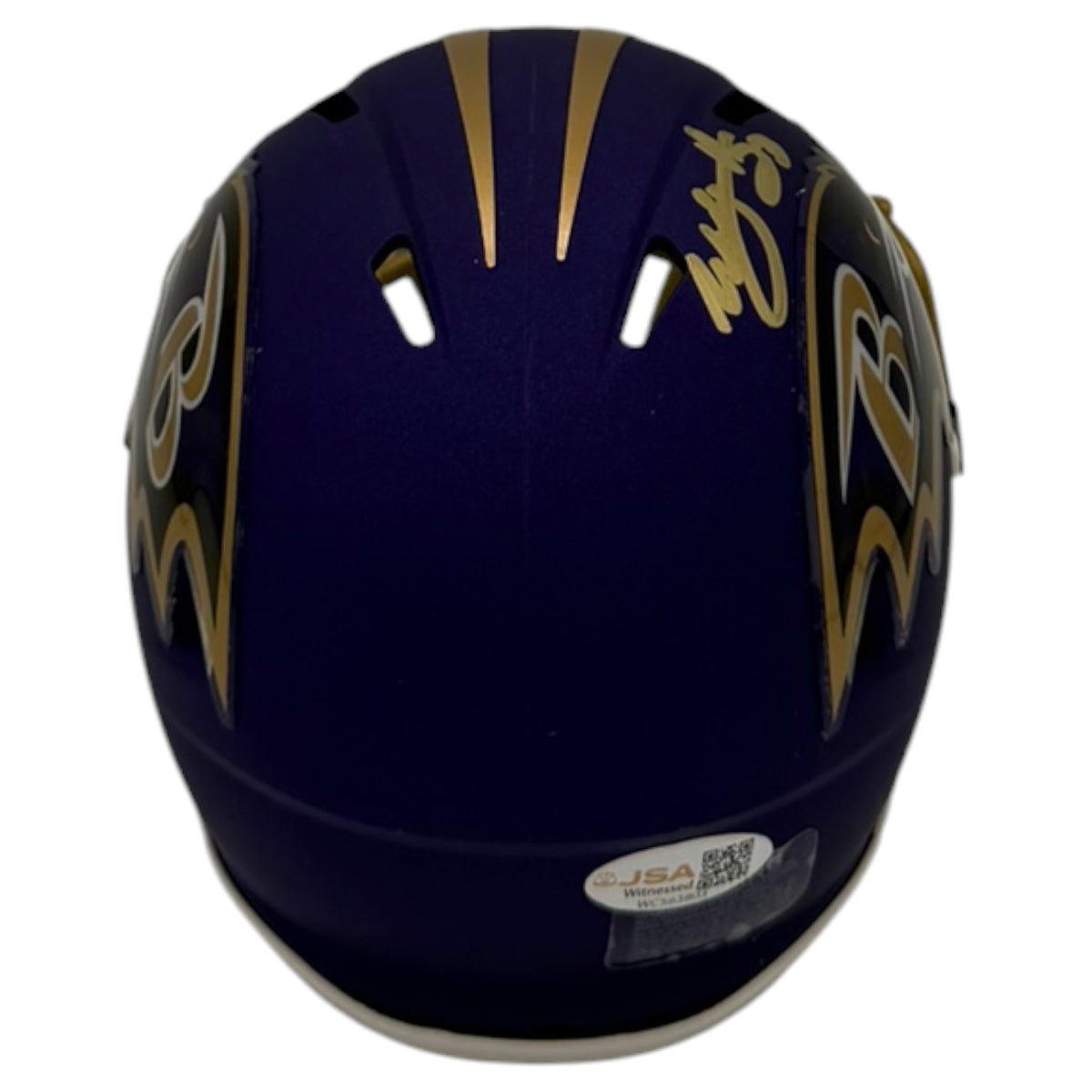 Willis McGahee Autographed Baltimore Ravens (Purple Rising) Mini Helmet - JSA