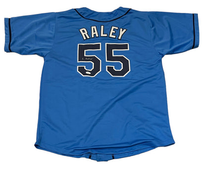 Luke Raley Autographed Tampa Bay (Light Blue #55) Custom Jersey - JSA