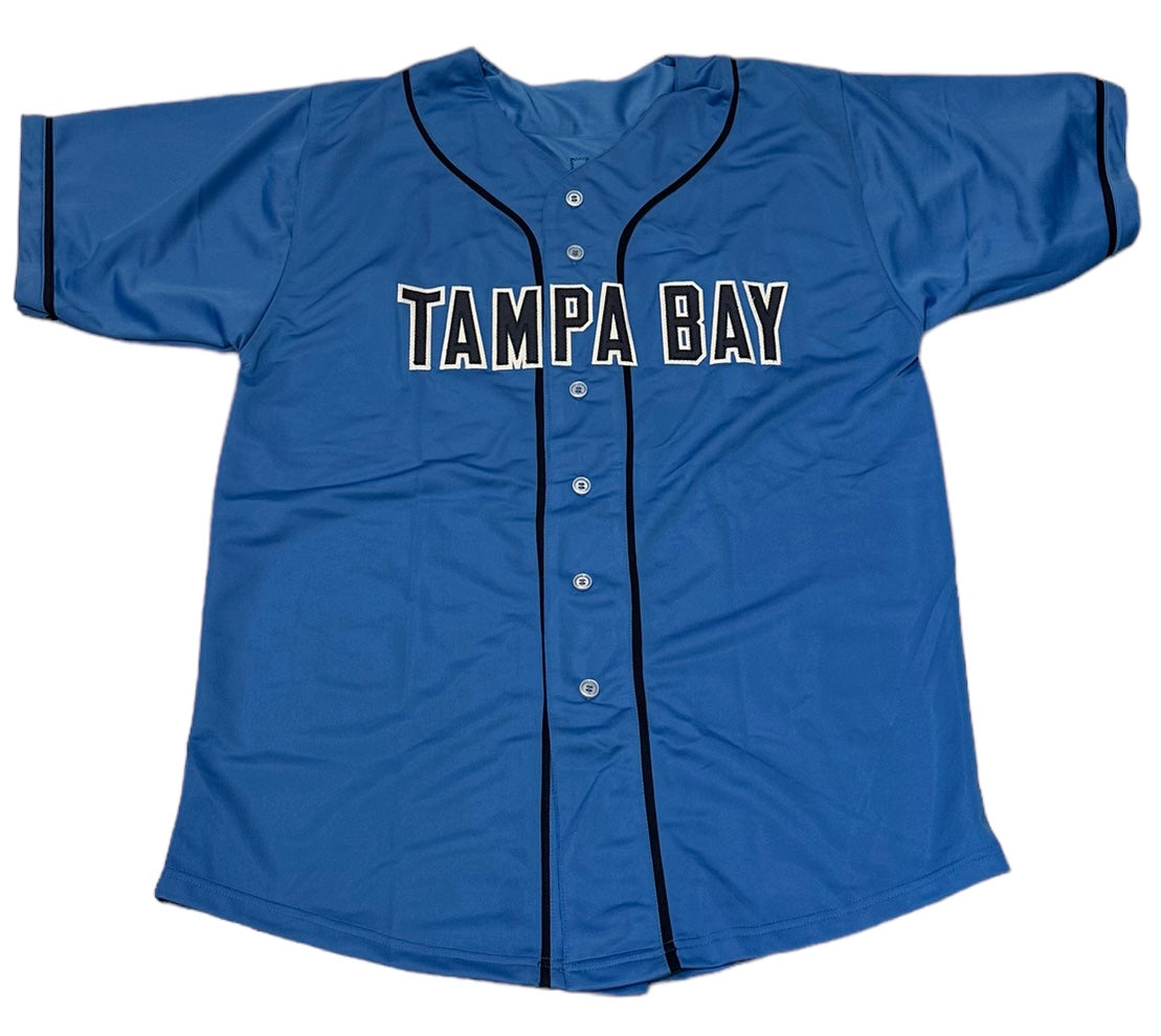 Luke Raley Autographed Tampa Bay (Light Blue #55) Custom Jersey - JSA