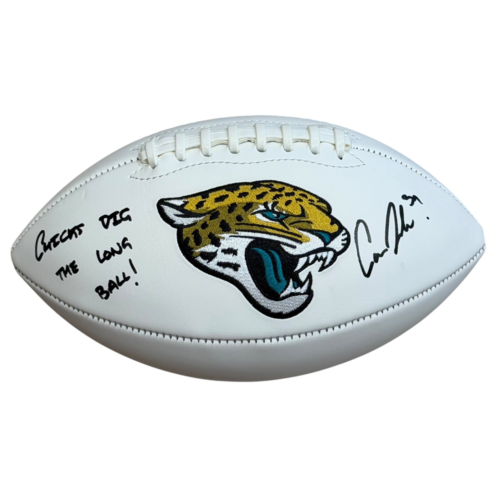 Cam Little Autographed Jacksonville Jaguars Logo Football w/ Chicks Dig The Long Ball - JSA