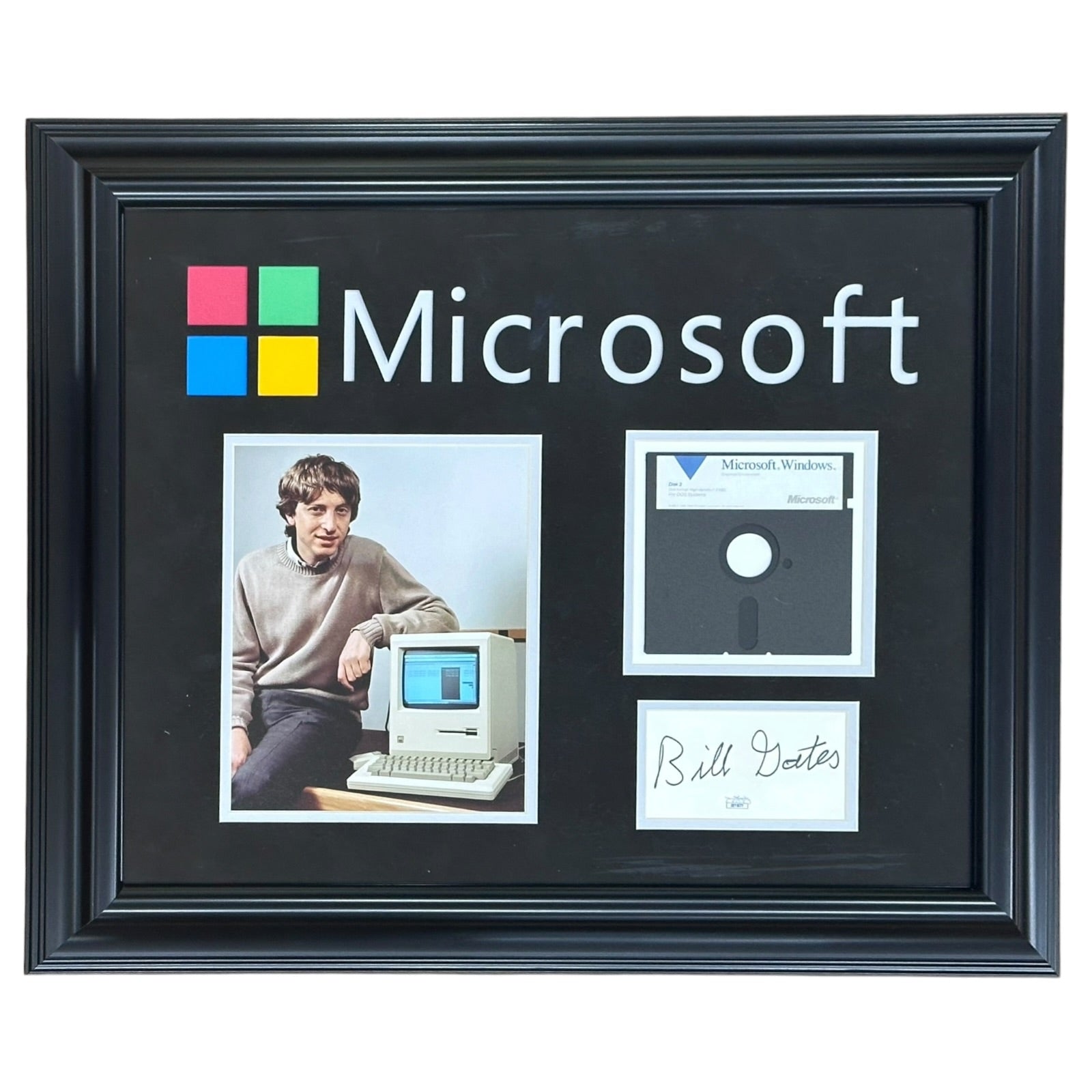 Bill Gates Autographed Microsoft Deluxe Framed Piece with original Floppy Disk - JSA