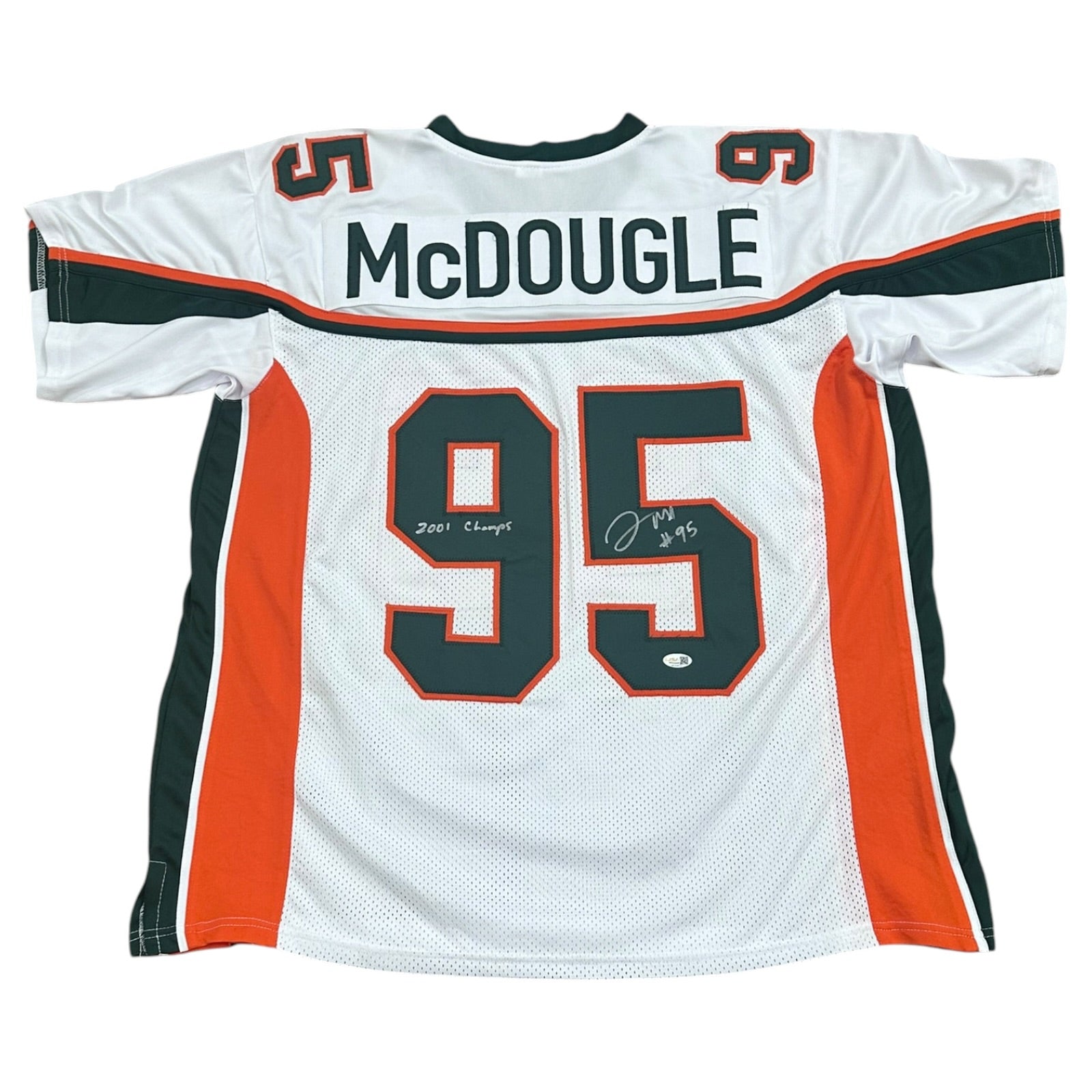 Jerome McDougle Autographed Miami Hurricanes (White #96) Custom Stitched Jersey - JSA