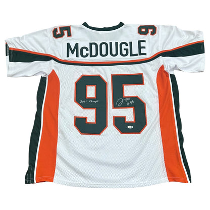 Jerome McDougle Autographed Miami Hurricanes (White #96) Custom Stitched Jersey - JSA