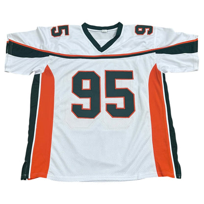 Jerome McDougle Autographed Miami Hurricanes (White #96) Custom Stitched Jersey - JSA