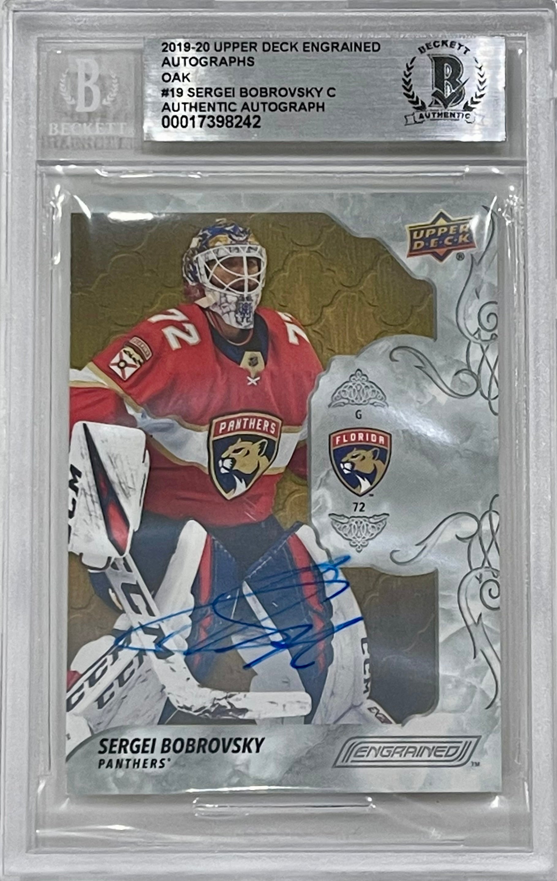 Sergei Bobrovsky Signed 2019-20 Upper Deck Engrained Autographs Card - Beckett