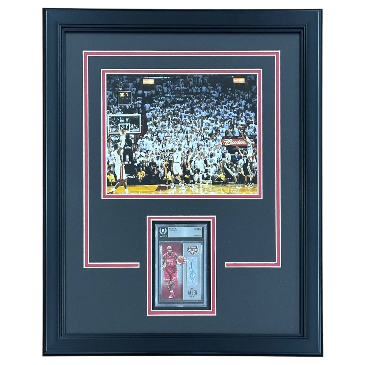 Ray Allen Autographed Miami Heat (Game-Tying Shot) Signature Series Card Frame - Beckett