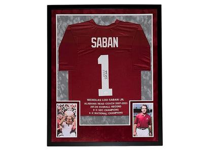 Nick Saban Autographed Framed Alabama Jersey - JSA