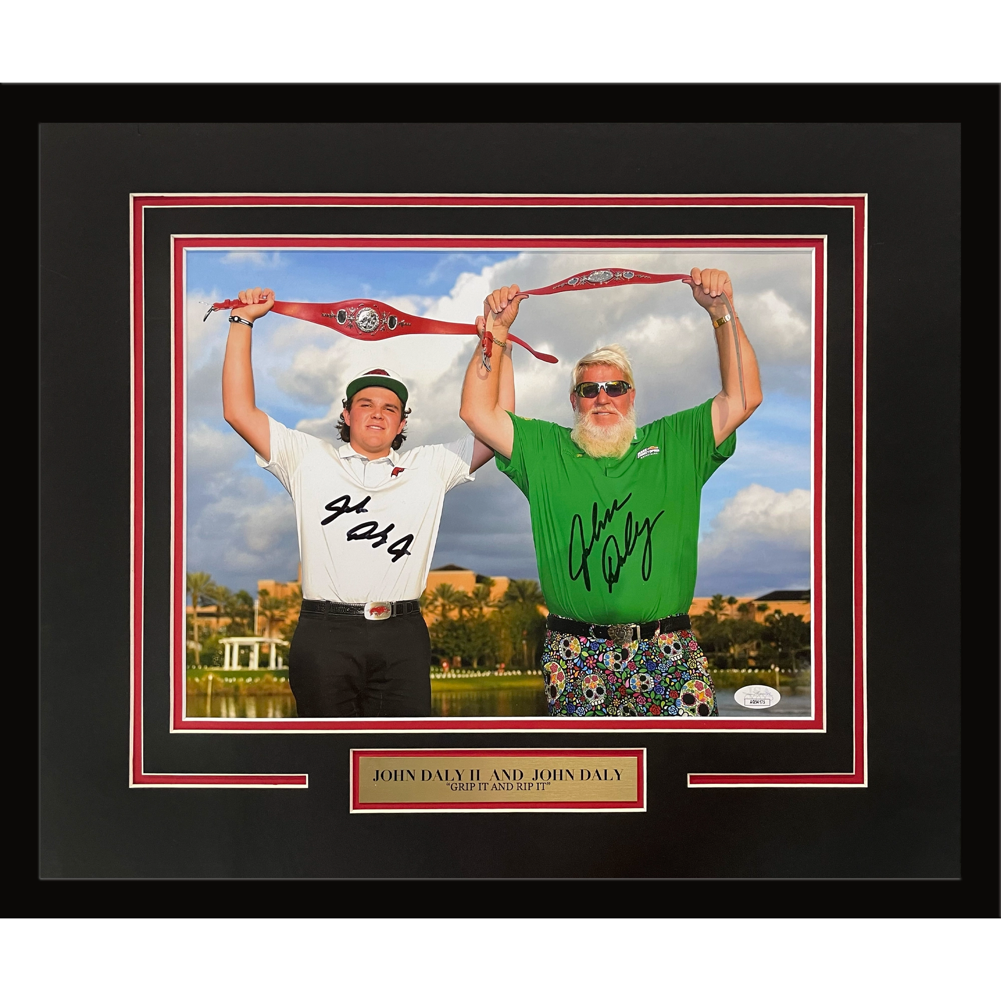 John Daly And John Daly II Autographed Golf (PNC Championship) Deluxe Framed 11x14 Photo - JSA
