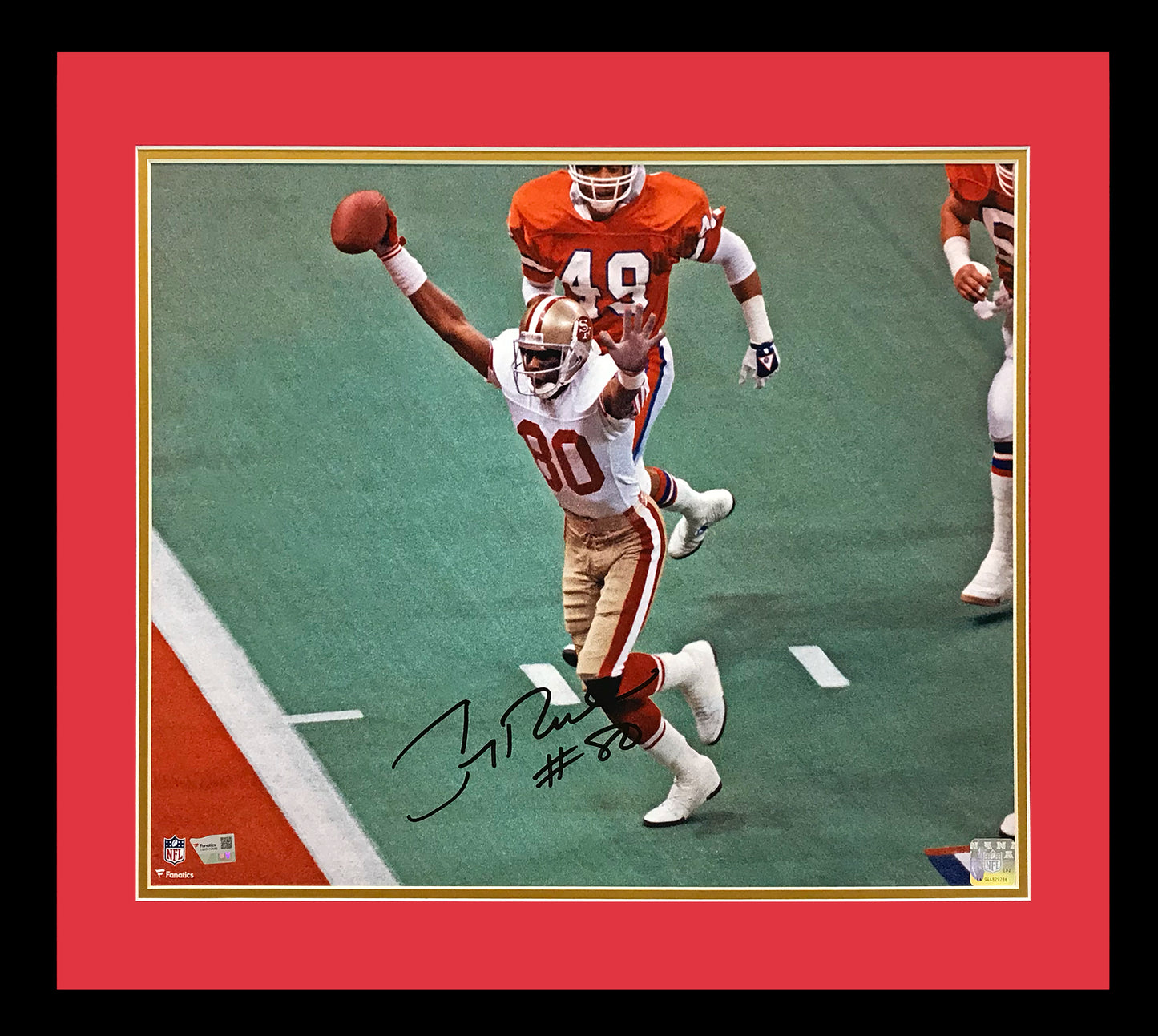 Jerry Rice Autographed San Francisco 49ers (Horiz SB XXIV TD) Deluxe Framed 16x20 Photo - Fanatics