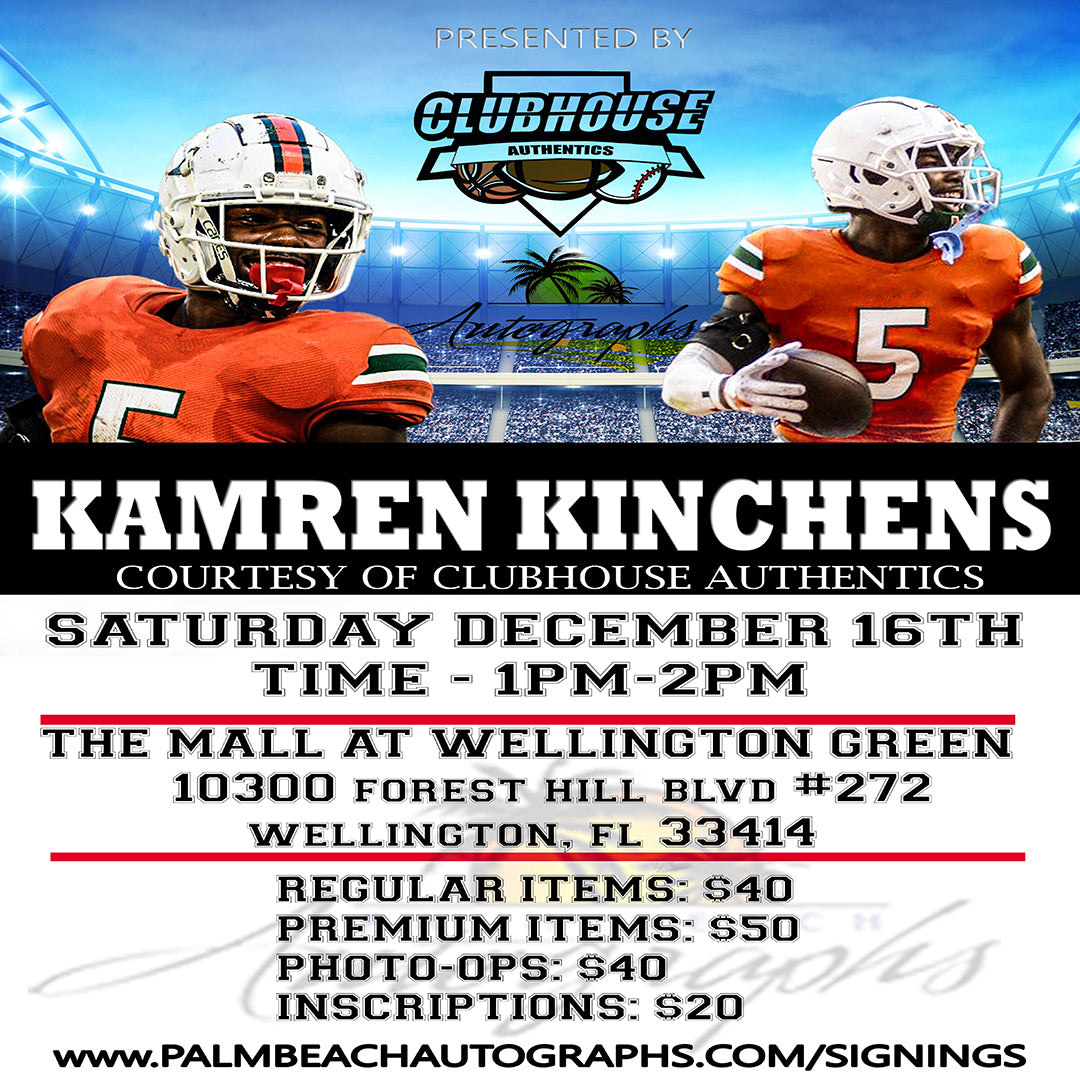 Kamren Kinchens AUTOGRAPH/Photo-OP/Inscription Ticket - Wellington In-Store Public Signing - December 16, 2023 - YOU MUST SELECT AN OPTION OR YOUR ORDER WILL BE CANCELLED