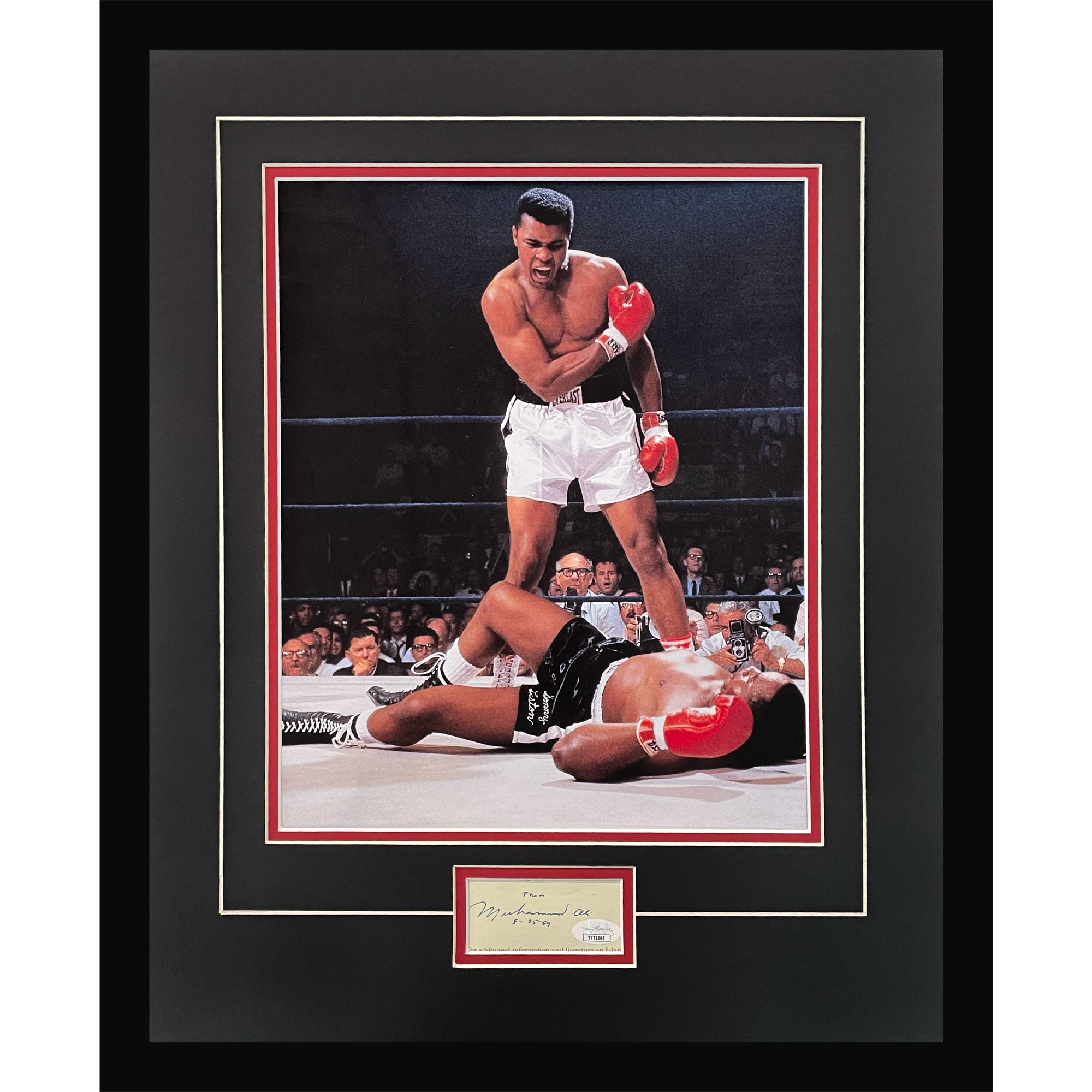 Muhammad Ali Autographed Boxing Over Liston Deluxe Framed 11x14 Poster Piece - JSA Letter