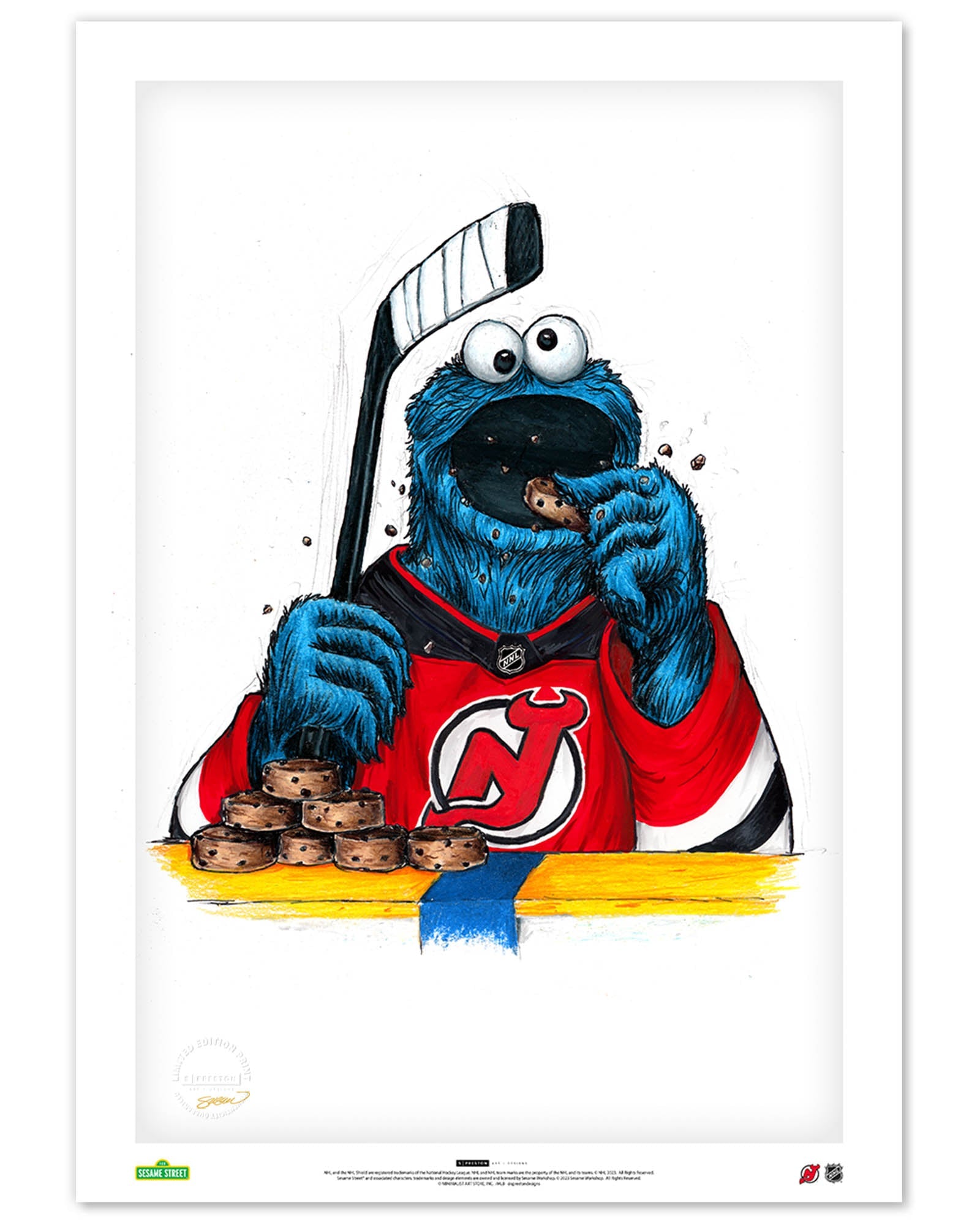 Cookie Monster x NHL Devils Limited Edition Art Print