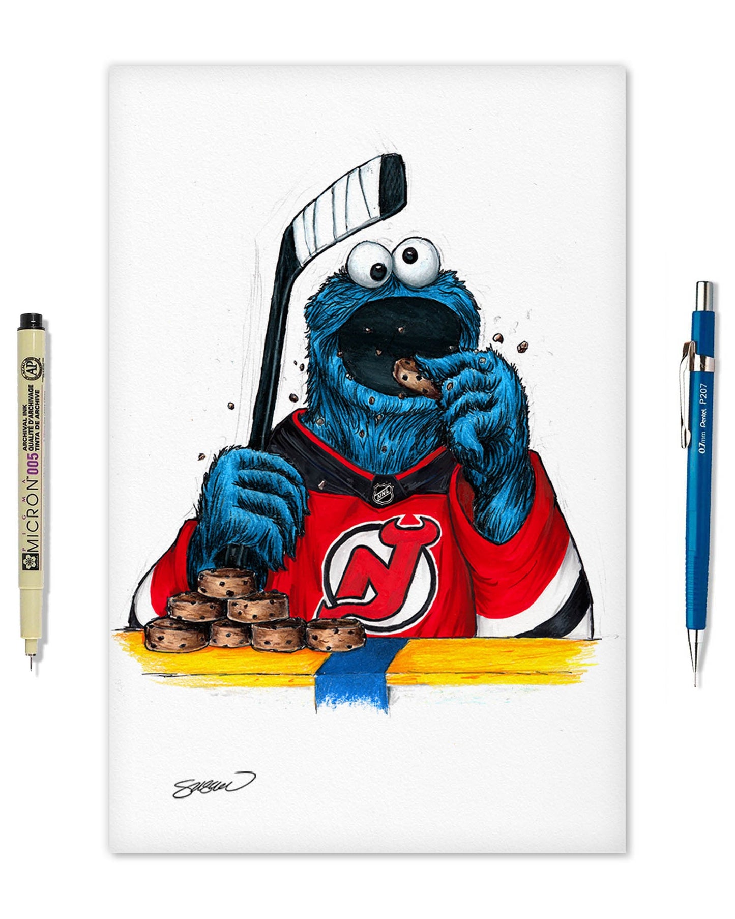 Cookie Monster x NHL Devils Limited Edition Art Print