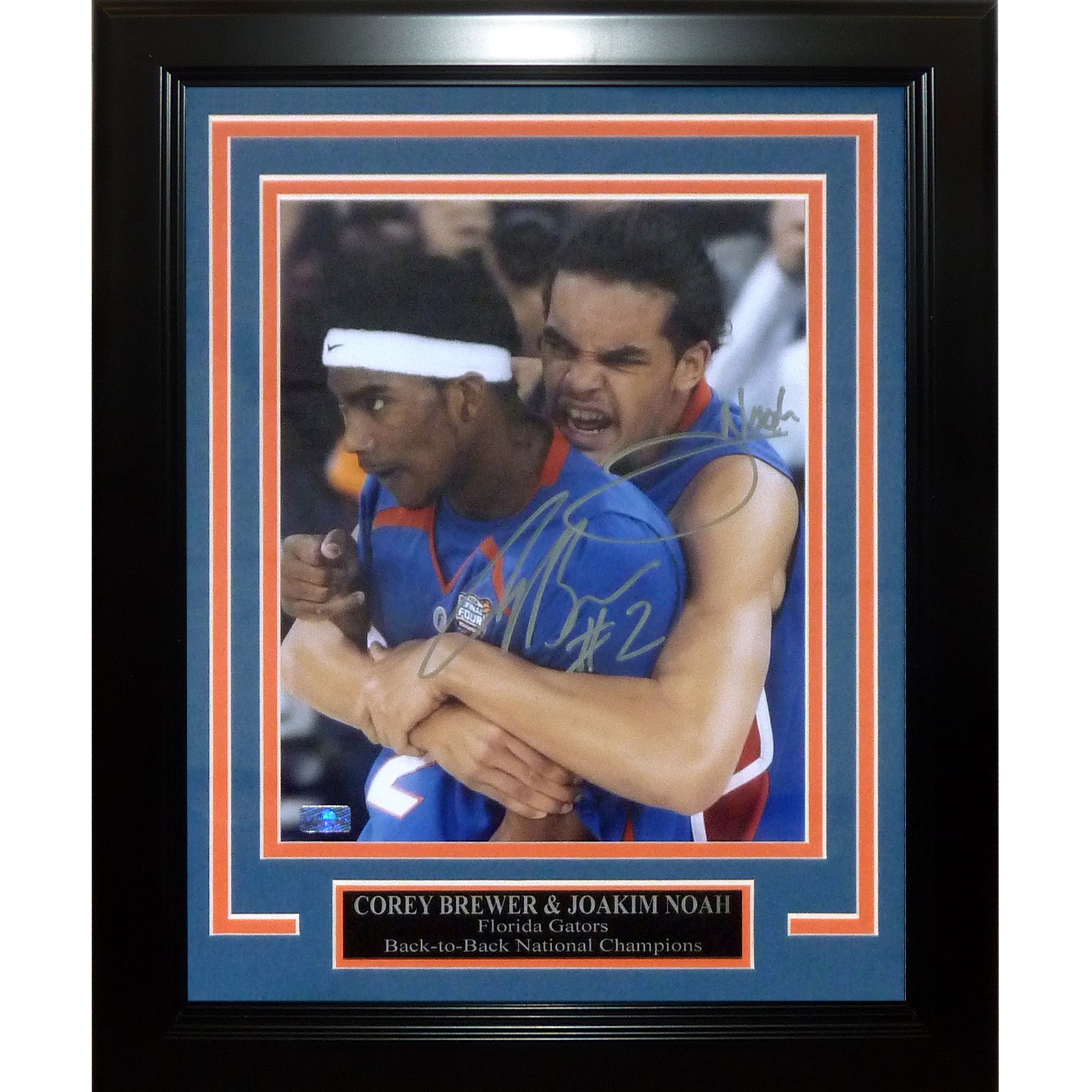 Joakim Noah and Corey Brewer Autographed Florida Gators (06 Final Four) Deluxe Framed 8x10 Photo