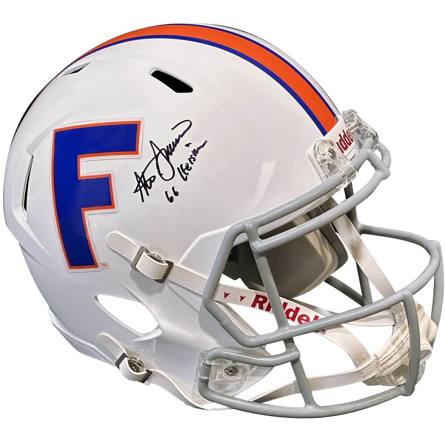 Steve Spurrier Florida Gators Autographed Riddell Orange Speed Replica Helmet with 66 Heisman Inscription