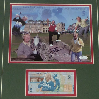 Jack Nicklaus Autographed RBS 5 Pound Note (2005 British Open) Deluxe Framed Currency Piece