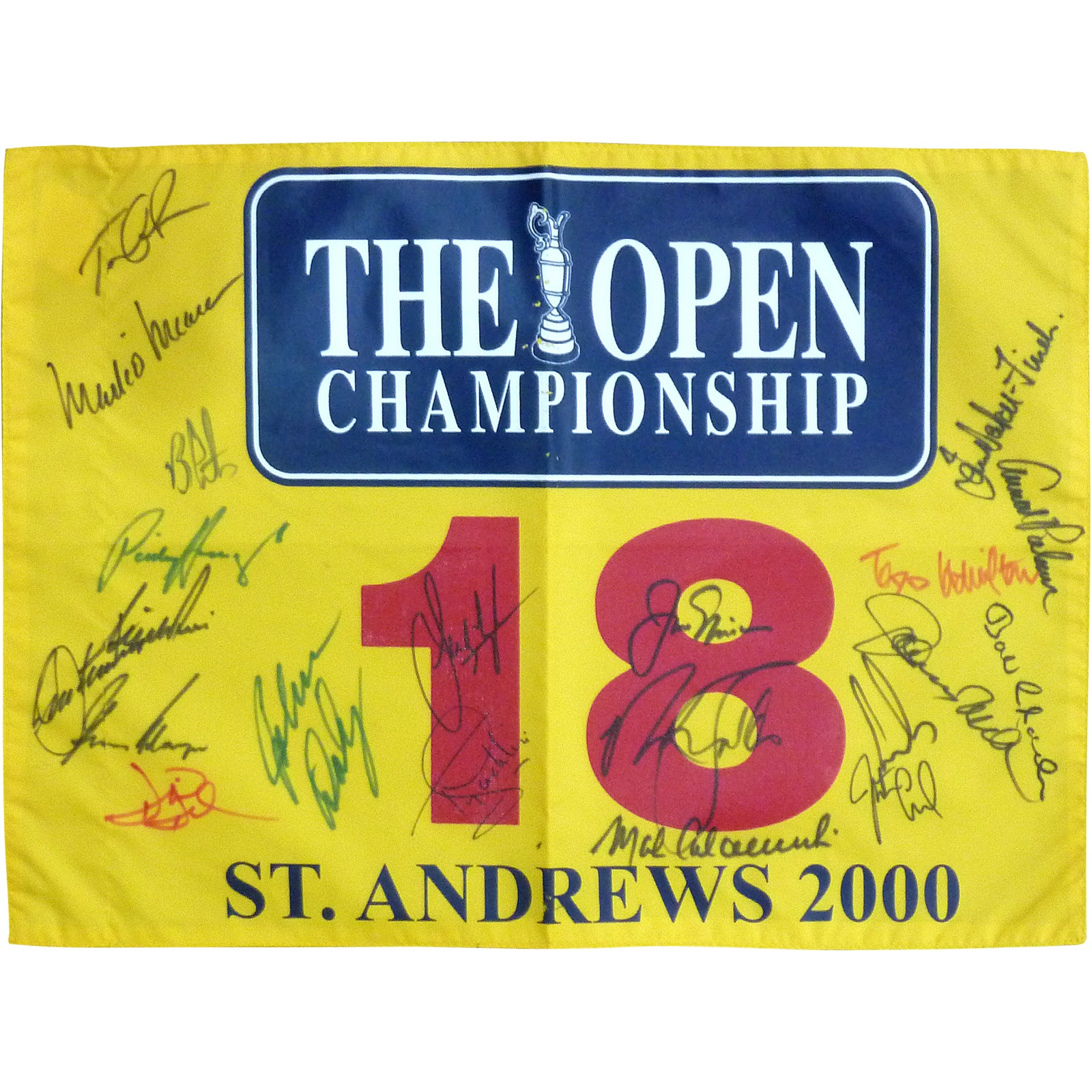 2000 British Open (St. Andrews) Golf Pin Flag Autographed by 19 Former Champions #3