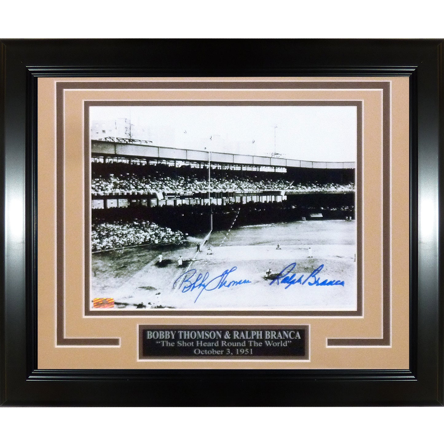 Ralph Branca And Bobby Thomson Dual Autographed "Shot" (Horizontal Dotted Line) Deluxe Framed 8x10 Photo