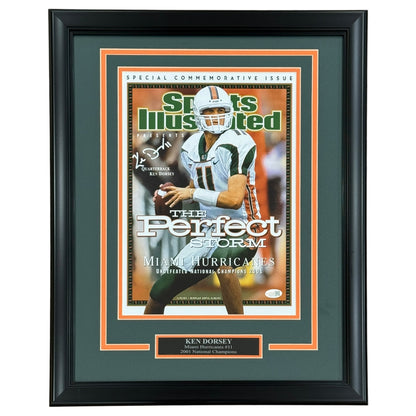 Ken Dorsey Autographed Miami Hurricanes (2001 National Champs) Deluxe Framed Commemorative Sports Illustrated 11x14 Print - JSA