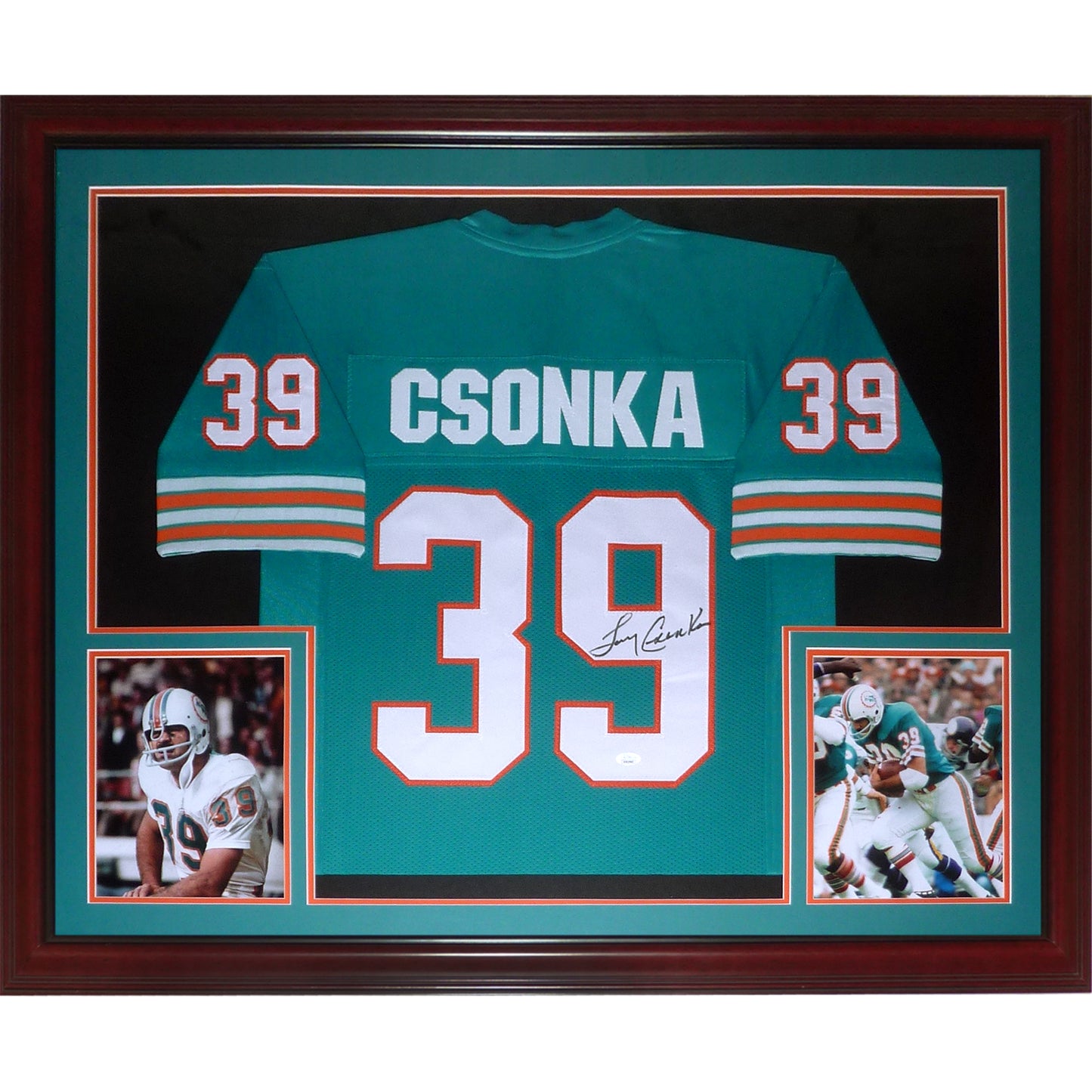 Larry Csonka Autographed Miami Dolphins (Teal #39) Deluxe Framed Jersey - JSA