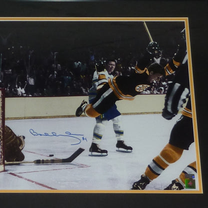 Bobby Orr Autographed Boston Bruins (Flying Goal) Deluxe Framed 16x20 Photo