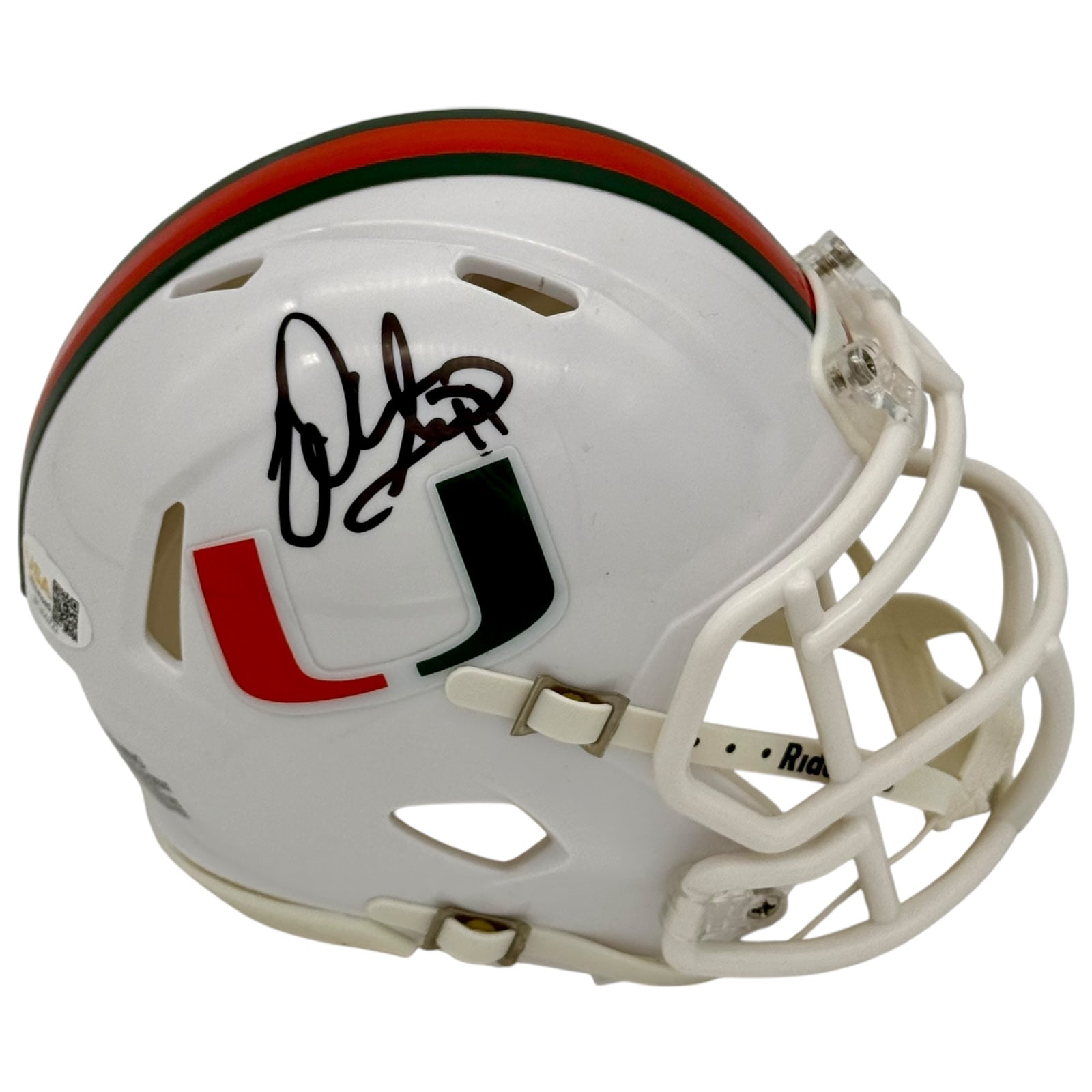 Warren Sapp Autographed Miami Hurricanes Mini Helmet - JSA